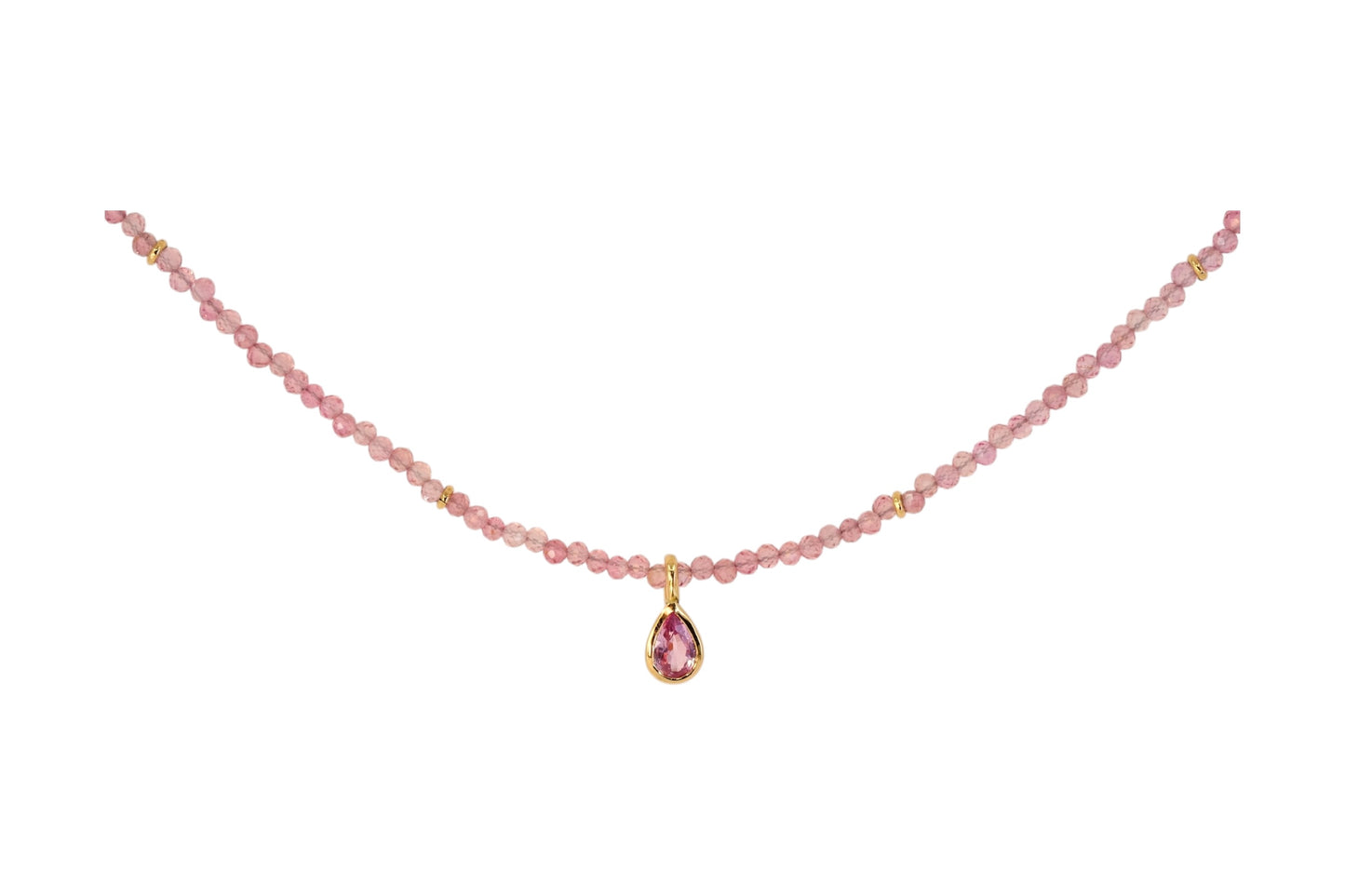 Pink Sapphire and Tourmaline Beaded Necklace