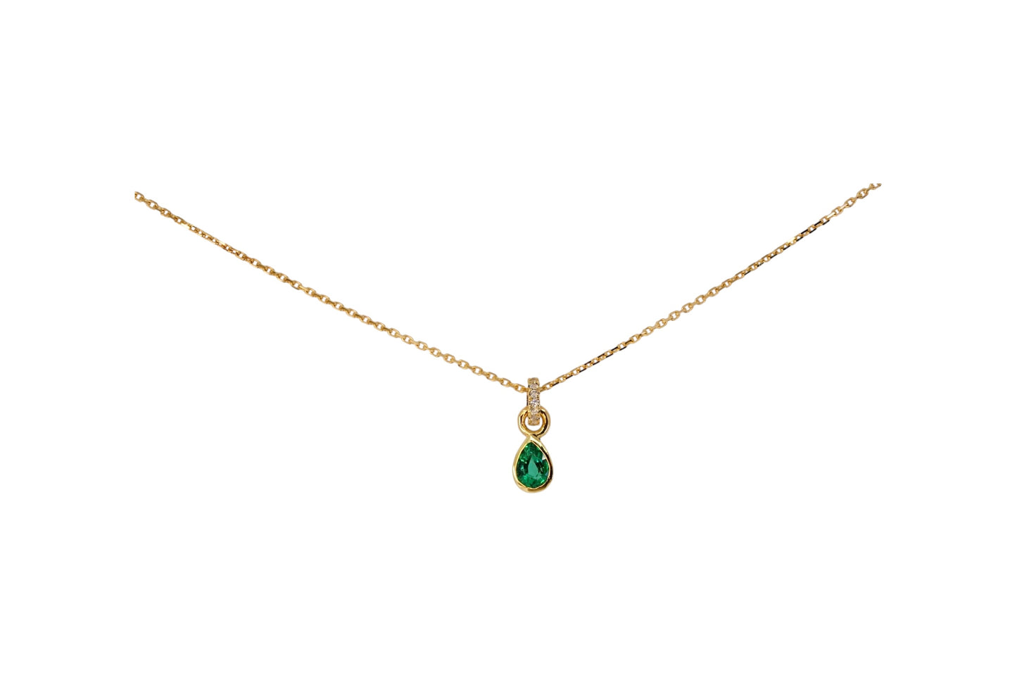 Bright Emerald with Diamond Bail Pendant