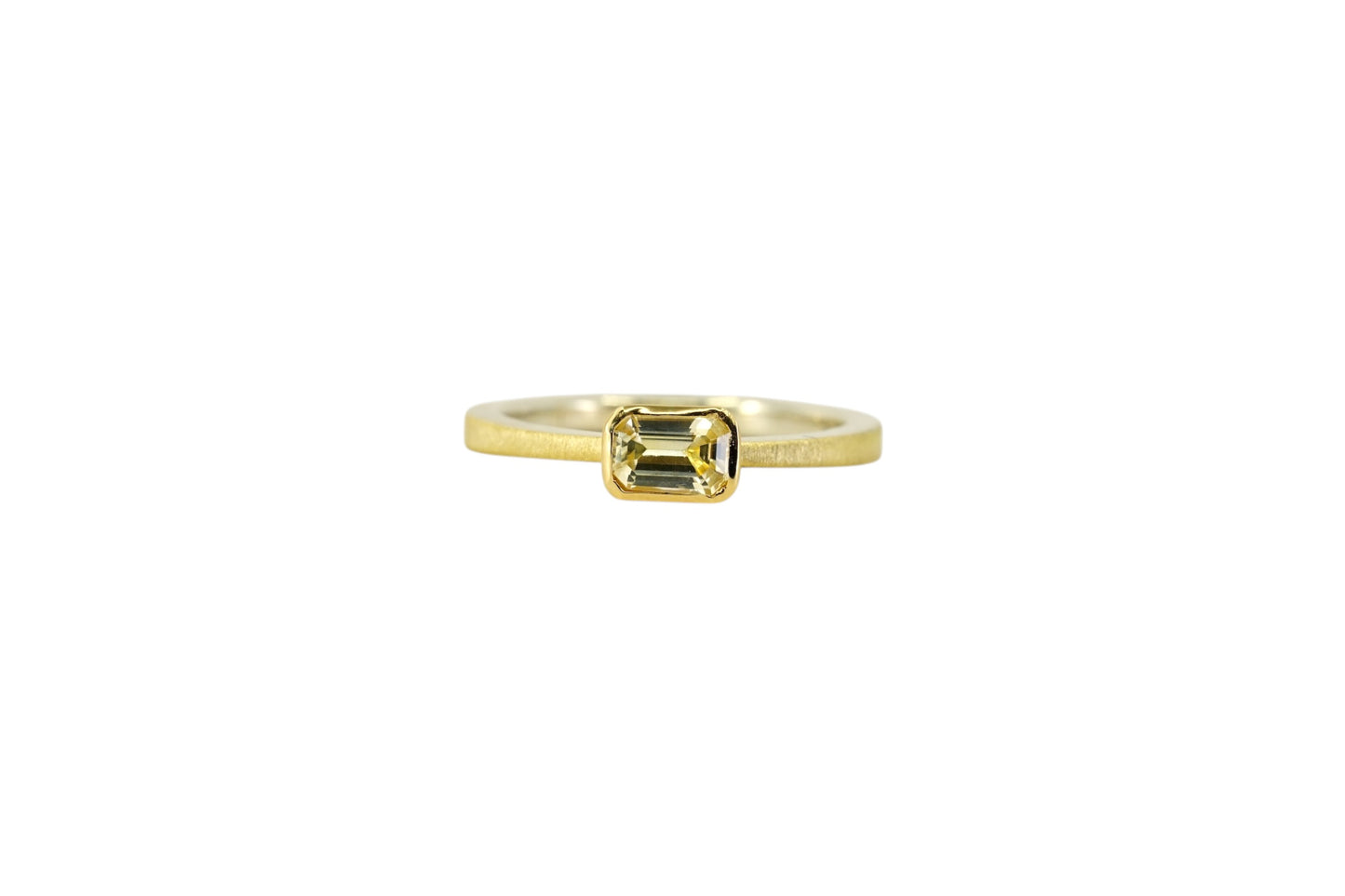 Emerald Cut Yellow Sapphire Gold Lined Ring