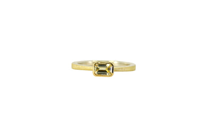 Emerald Cut Yellow Sapphire Gold Lined Ring