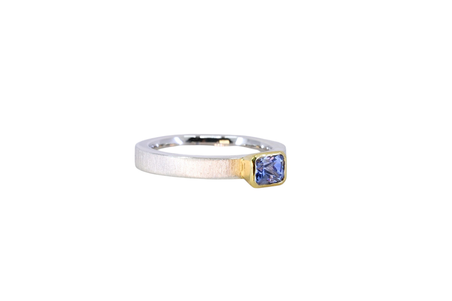 Radiant Cut Pale Blue Sapphire Ring