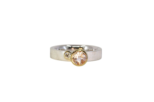 Round Morganite  Assymetric Ring