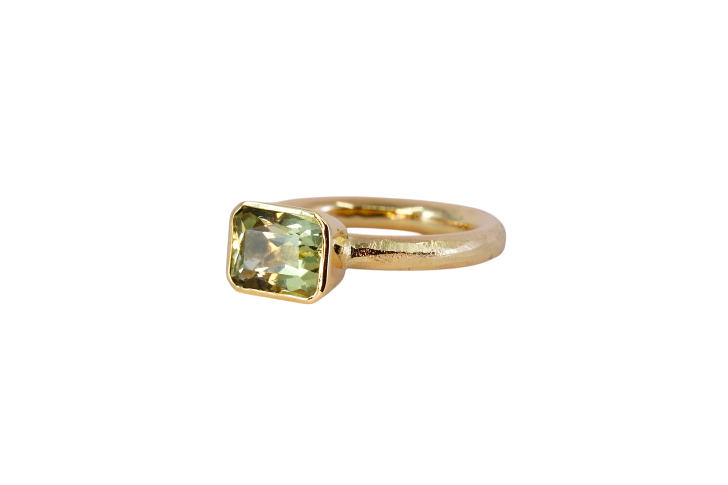 Emerald Cut Beryl Halo Band Ring