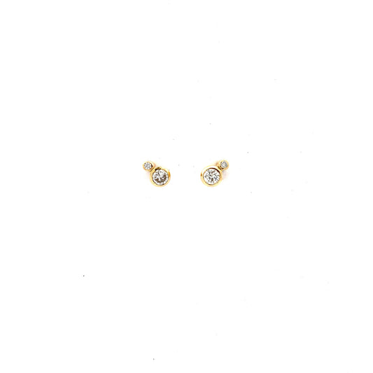 Asymmetric Round Cut Diamond Stud Earrings